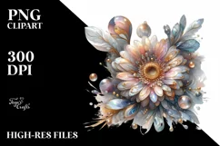 Watercolor Shiny Gerbera Made of Material | Clipart Product Image 1