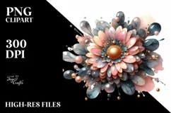 Watercolor Shiny Gerbera Made of Material | Clipart Product Image 1