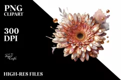 Watercolor Shiny Gerbera Made of Material | Clipart Product Image 3