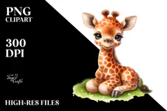 Baby Giraffe Digital Watercolor PNG Product Image 2