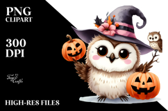 Simple Funny Halloween Clipart with Owl PNG Product Image 2