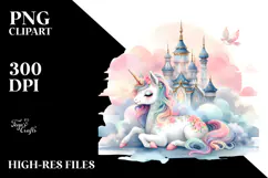 Baby Unicorn Serene Sky Palace | Sublimation | Clipart Product Image 2