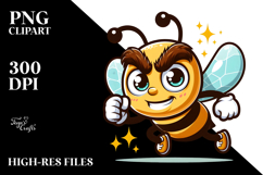 Cartoon Bee with Human-Like Eyebrows PNG Product Image 2
