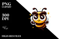 Cartoon Bee with Human-Like Eyebrows PNG Product Image 2