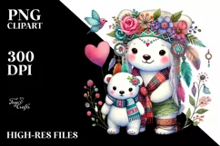 Pastel Boho Baby Polar Bear PNG Product Image 2