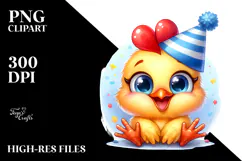 Funny Baby Chicken Party Hat Sticker Clipart Product Image 2