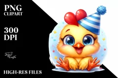 Funny Baby Chicken Party Hat Sticker Clipart Product Image 3