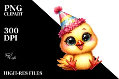 Funny Baby Chicken Party Hat Sticker Clipart Product Image 2