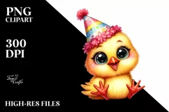 Funny Baby Chicken Party Hat Sticker Clipart Product Image 3