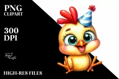 Funny Baby Chicken Party Hat Sticker Clipart Product Image 1