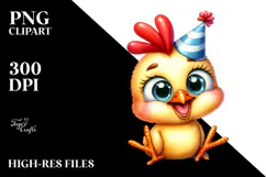 Funny Baby Chicken Party Hat Sticker Clipart Product Image 2