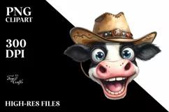 Cow Happy Crazy Funny Cow Portrait with Hat|Sublimation Product Image 1