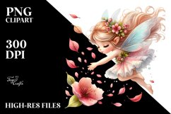 Small Cute Fairy Tumbling Spring Petals Whimsical Clipart Product Image 3