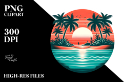 Retro Tropical Island Sunset, PNG Product Image 2