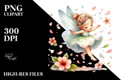 Small Cute Fairy Tumbling Spring Petals Whimsical Clipart Product Image 1