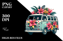 Retro Tropical Flower Van, Clipart Product Image 2