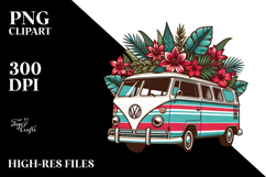 Retro Tropical Flower Van PNG Product Image 2