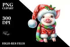 Cute Baby Pig Dressed Christmass | Sublimation | Clipart Product Image 3