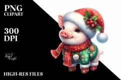 Cute Baby Pig Dressed Christmass | Sublimation | Clipart Product Image 3
