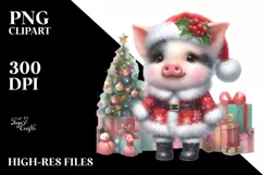 Cute Baby Pig Dressed Christmass | Sublimation | Clipart Product Image 3