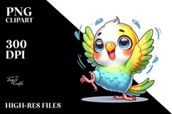 Colorful Crazy Baby Budgerigar Clipart Product Image 1