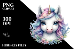 Detailed Simple Baby Unicorn Watercolor PNG Product Image 2
