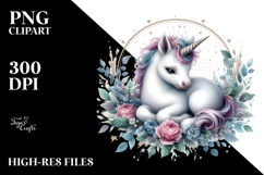 Detailed Watercolor Baby Unicorn, PNG Product Image 2