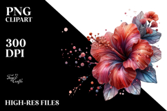 Vibrant Hibiscus, Watercolor Art PNG Product Image 2