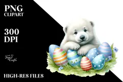 Digital Watercolor Baby Polar Bear Easter PNG Product Image 2