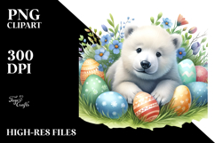 Digital Watercolor Baby Polar Bear Easter PNG Product Image 2
