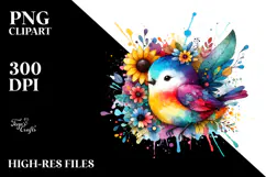 Colorful Bird with Splashes PNG Product Image 2