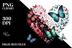 Heart Made of Butterflies Silhouettes, Digital Painting Product Image 2