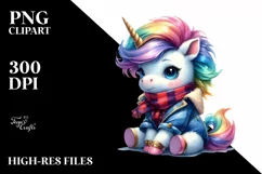 Vibrant Drawing Baby Unicorn PNG Product Image 1