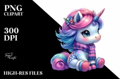 Vibrant Drawing Baby Unicorn PNG Product Image 3