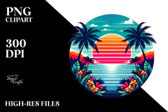 Retro Tropical Island Rainbow PNG Product Image 2