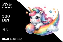 Pastel Cute Unicorn Playful Comet | Clipart Product Image 1