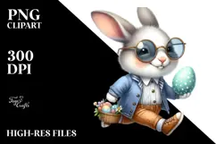 Goofy Bunny with Sunglasses and Big Egg PNG Product Image 2
