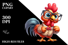 Watercolor Funny Rooster Standing es | Sublimation Clipart Product Image 2