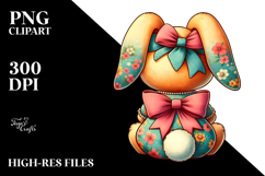 Colorful Retro Bunny View from Back PNG Product Image 2