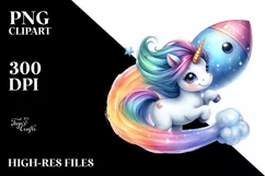 Pastel Cute Unicorn Playful Comet | Clipart Product Image 1