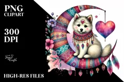 Colorful Boho Dog Holding Heart Product Image 2