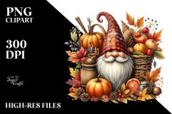 Autumn Gnome,Watercolor PNG Product Image 1