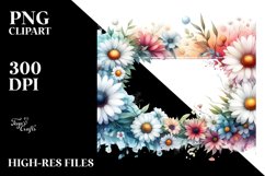 Horizontal Watercolor Abstract with Daisy | Colorful Frame Product Image 3