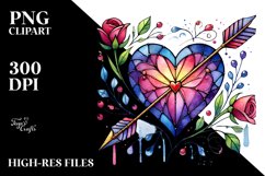 Stained Hearth with Arrow, High-Res PNG Product Image 2