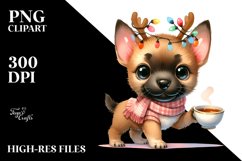 Enthusiastic Malinois with Reindeer Horns PNG Product Image 3