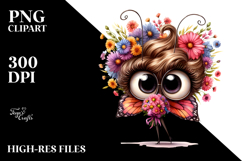 Funny Large Flower Bouquet Butterfly | Sublimation Clipart Product Image 2