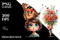 Funny Butterfly Caricature | Watercolor Clipart Product Image 1