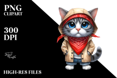 Watercolor Cat Wearing Raincoat | Sticker Product Image 2