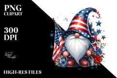 Detailed Patriotic Gnome | Watercolor Clipart Product Image 1
