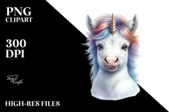 Detailed Watercolor Baby Unicorn, PNG Product Image 2